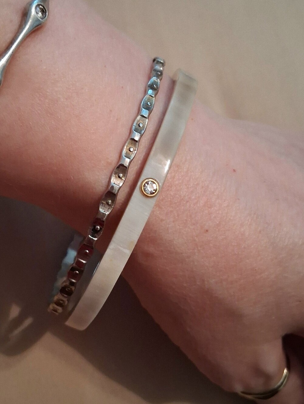 SIZE LG PAIR of Stackable Bangle Bracelets With 3" Inside Diameter